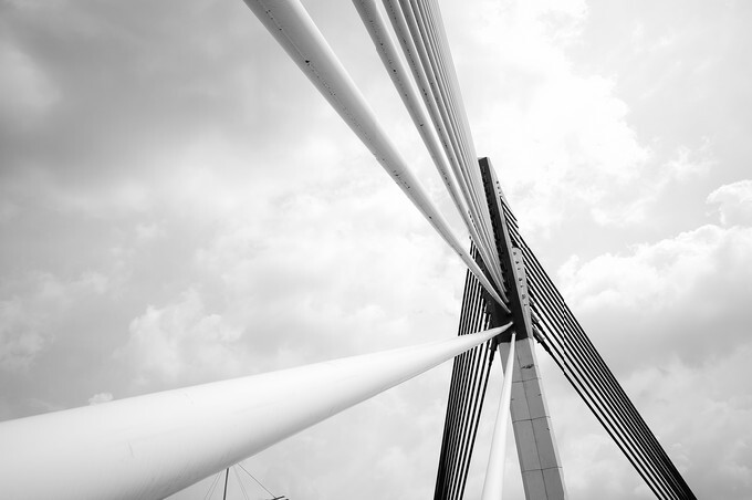 Modern bridge architecture at Putrajaya (Black and white)